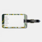 Green and Gold Kintsugi Agate Marble Abstract Bagagelabel (Achterkant horizontaal)