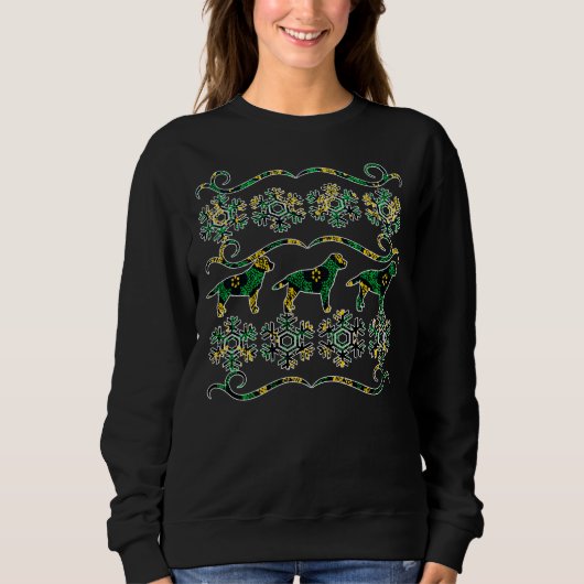 Green and Gold Labrador Ugly kerstSweater Trui (Voorkant)