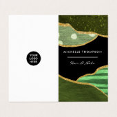 Green and Gold Linen Fabric Visitekaartje (Buitenkant ongevouwen)