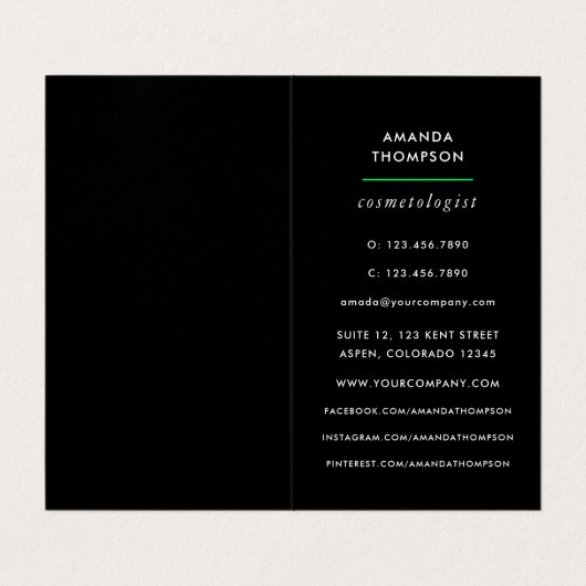 Green and Gold Linen Fabric Visitekaartje (Binnenkant ongevouwen)