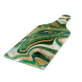 Green and gold liquid marble abstract snijplank (Hoek)