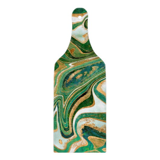 Green and gold liquid marble abstract snijplank (Voorkant)
