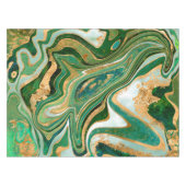 Green and gold liquid marble abstract tafelkleed (Voorkant (Horizontaal))