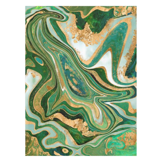Green and gold liquid marble abstract tafelkleed (Voorkant)