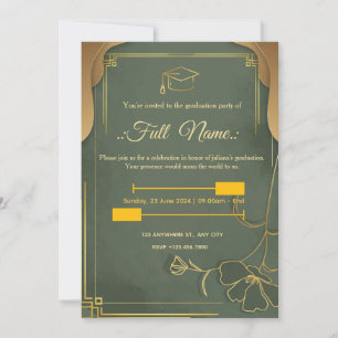 Green and Gold Luxury Graduation Party Kaart