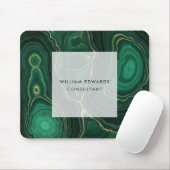 Green and Gold Malachite Marble Stone Muismat (Met muis)