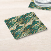 Green and gold marble design coasters kartonnen onderzetters (Schuin)