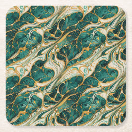 Green and gold marble design coasters kartonnen onderzetters