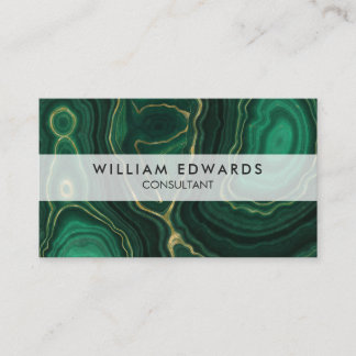 Green and Gold Marble Malachite Stone Visitekaartje