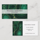 Green and Gold Marble Malachite Stone Visitekaartje (Voorkant / Achterkant)