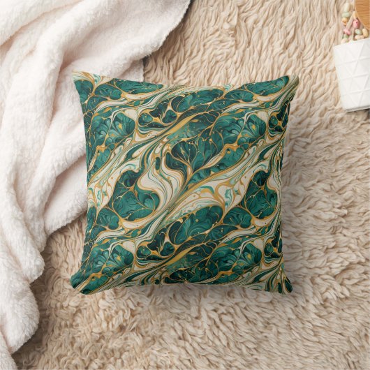 Green and Gold Marble Throw Pillow Kussen (Deken)