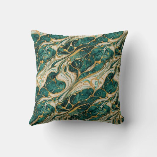 Green and Gold Marble Throw Pillow Kussen (Achterkant)