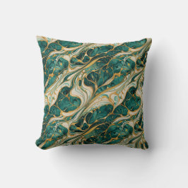 Green and Gold Marble Throw Pillow Kussen