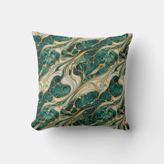 Green and Gold Marble Throw Pillow Kussen (Voorkant)