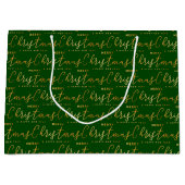 Green and Gold Merry Christmas Word Art Groot Cadeauzakje (Voorkant)