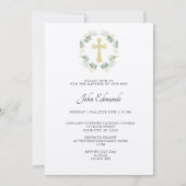 Green and Gold Minimalist Baptism Invitation Kaart (Voorkant)
