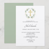 Green and Gold Minimalist Baptism Invitation Kaart (Voorkant / Achterkant)