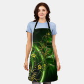 Green and Gold Modern Abstract Flower Schort (Gedragen)