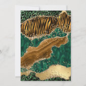 Green and Gold Oerwoud Safari Agate Wedding Kaart (Achterkant)