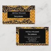 Green and Gold Oerwoud Safari Animal Print Agate Visitekaartje (Voorkant / Achterkant)