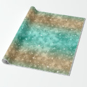 Green and Gold Ombre Glitter Celestial Pattern Cadeaupapier (Uitgerold)
