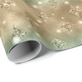 Green and Gold Ombre Glitter Celestial Pattern Cadeaupapier (Rol Hoek)