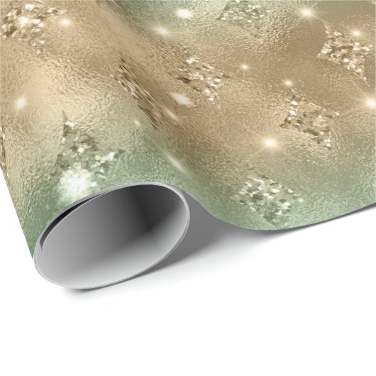 Green and Gold Ombre Glitter Celestial Pattern Cadeaupapier (Rol Hoek)