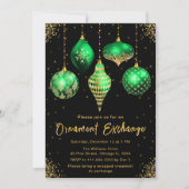 Green and Gold Ornament Exchange Party Kaart (Voorkant)