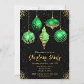 Green and Gold Ornaments Christmas Party Kaart (Voorkant)
