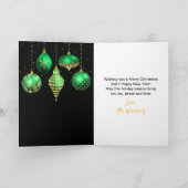 Green and Gold Ornaments Merry Christmas Feestdagen Kaart (Binnen)