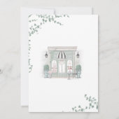 Green and Gold Parisian Cafe Birthday Invitation Kaart (Achterkant)