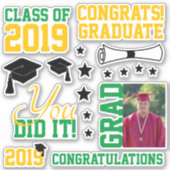 Green and Gold Photo Afstuderen Sticker (Voorkant)