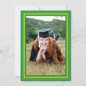 Green and Gold Photo Graduation Party Kaart (Achterkant)