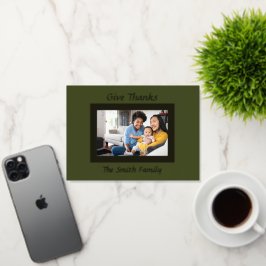 Green and Gold Photo Thanksgiving Folie Feestdagenkaart