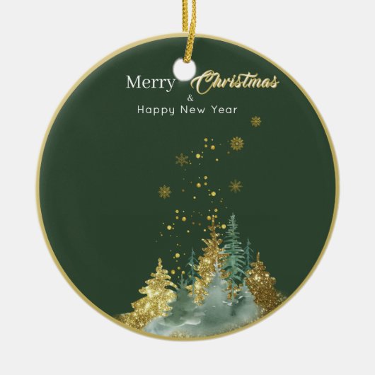 Green and Gold Pine Tree Christmas Ornament (Voorkant)