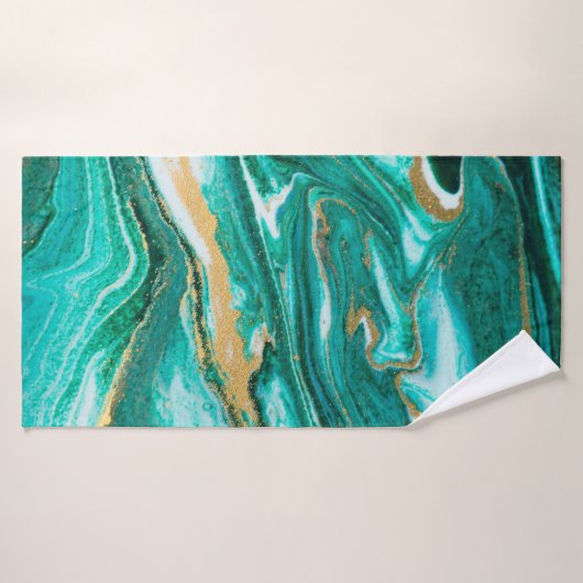 Green and gold ripple of agate background. Golden  Badhanddoek (Badhanddoek)