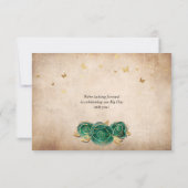 Green and Gold Roos Parchment Elegant Save The Date (Achterkant)