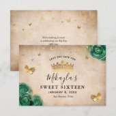 Green and Gold Roos Parchment Elegant Save The Date (Voorkant / Achterkant)