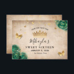 Green and Gold Roos Parchment Elegant Save The Date<br><div class="desc">Op zoek naar unieke, elegante opslagruimte voor datumideeën in groene en gouden feestkleuren? Deze unieke DIY-sjabloon bespaart de datumuitnodigingen zodat je gemakkelijk je eigen mooie sprookjesprinsesbenodigdheden kunt creëer. De botanische waterverf-kunst, geïllustreerd door Raphaela Wilson, toont groene rozen met faux metallisch goudgeaccentueerde groene bladeren, een kroontiara, en een glinsterende vlinderglitter confetti...</div>