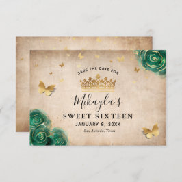 Green and Gold Roos Parchment Elegant Save The Date