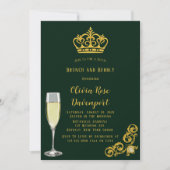 Green and Gold Royal Crown Brunch en Bubble Kaart (Voorkant)