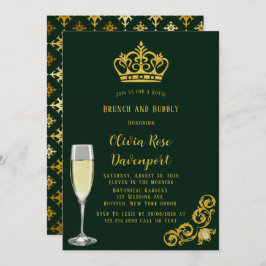 Green and Gold Royal Crown Brunch en Bubble Kaart