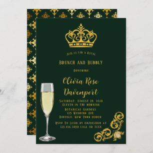 Green and Gold Royal Crown Brunch en Bubble Kaart