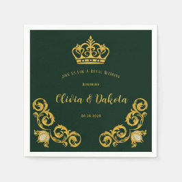 Green and Gold Royal Crown Wedding Napkins Servet