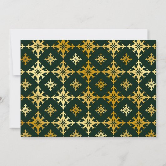 Green and Gold Royal Wedding Save the Date Kaarten (Achterkant)