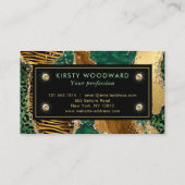 Green and Gold Safari Animal Glitter Agate Visitekaartje (Achterkant)