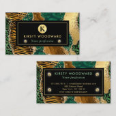 Green and Gold Safari Animal Glitter Agate Visitekaartje (Voorkant / Achterkant)