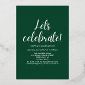 Green and Gold Script 4 photos Graduated Folie Uitnodiging (Achterkant)