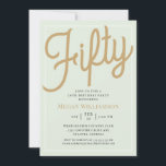 Green and Gold Script 50th Birthday Invitation Kaart<br><div class="desc">Chic Elegant Green and Gold Script 50th Birthday Uitnodiging Uw gasten zullen weten dat dit een speciale partij zal zijn door alleen maar naar deze uitnodiging te kijken!</div>