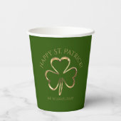Green and Gold Shamrock Clover St. Patrick's Day Papieren Bekers (Achterkant)